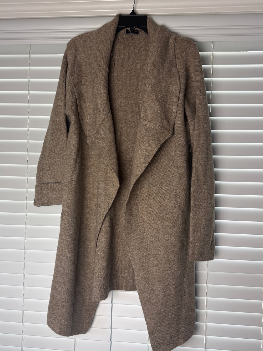 Adrienne Vittadini Taupe Open-Front Long Knit Cardigan - Picture 1 of 4
